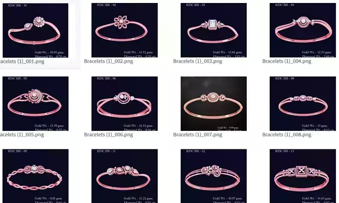 68 Diamond bracelet 3dm stl details collection