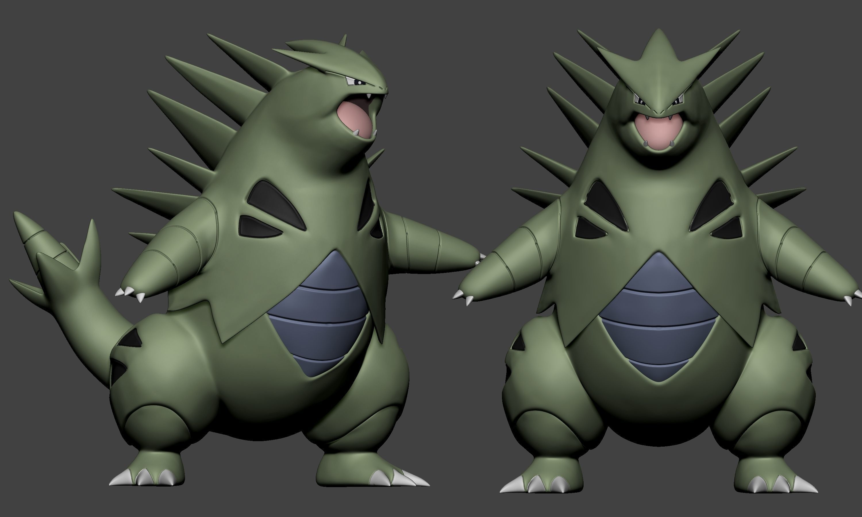 Pokemon - Tyranitar with 2 different poses 3D print model_2