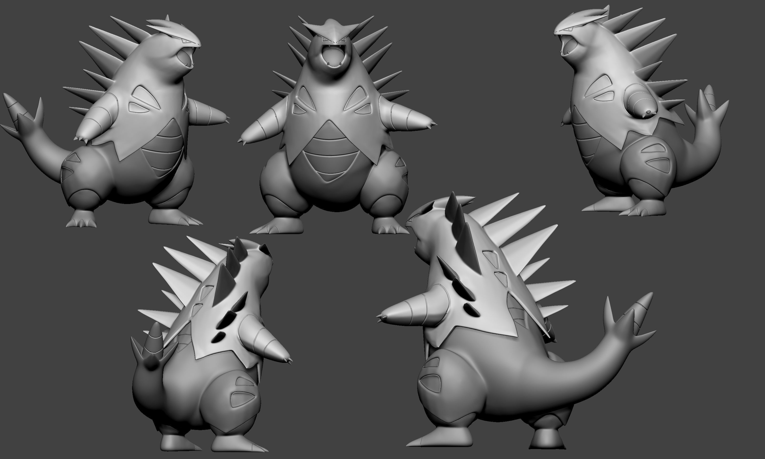 Pokemon - Tyranitar with 2 different poses 3D print model_4