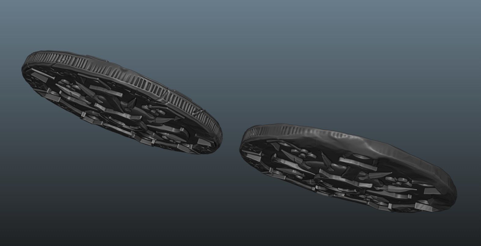 Doubloons two coasters with cross in middle 3D print model_5