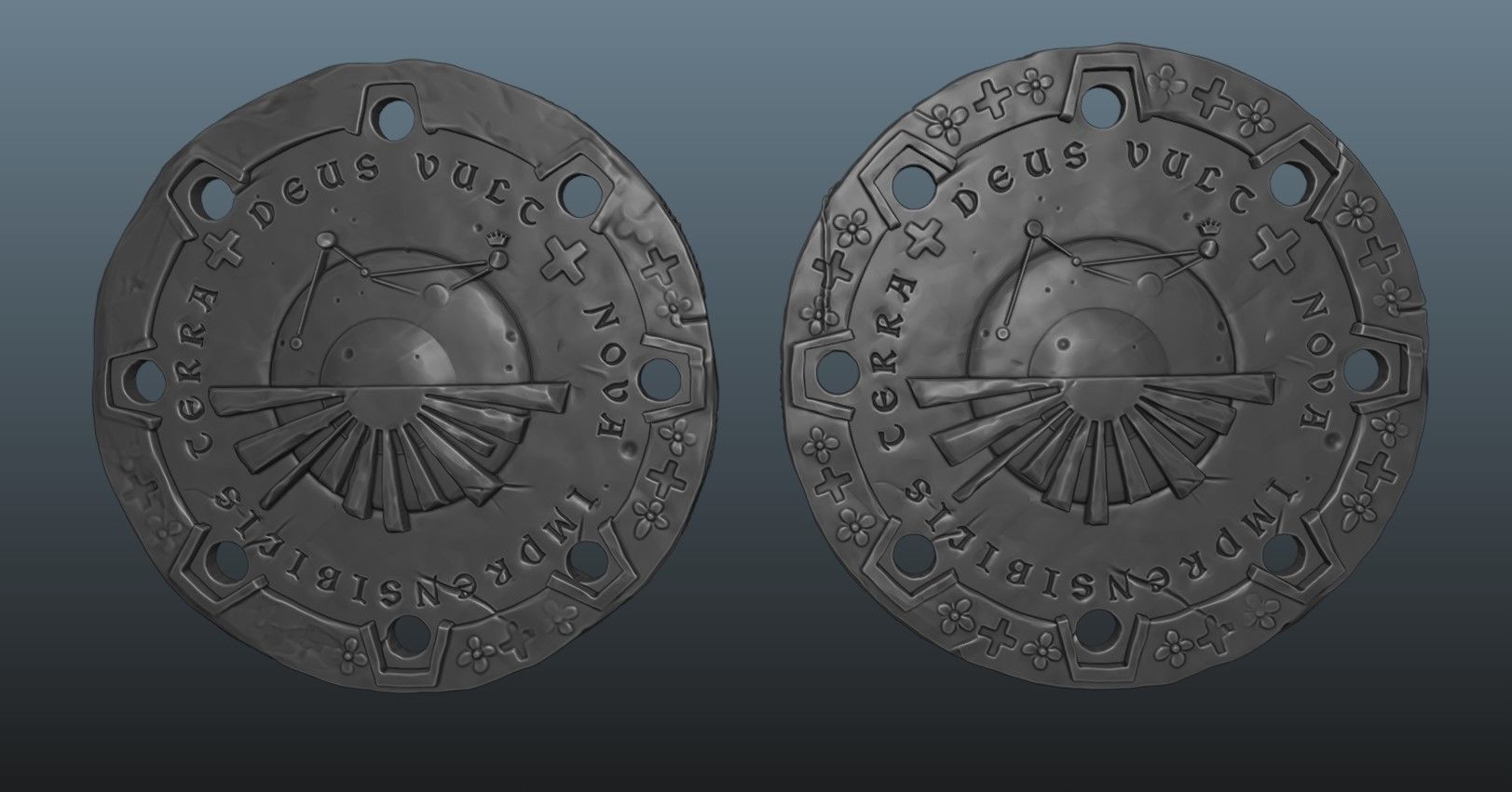 Doubloons two coasters with cross in middle 3D print model_4