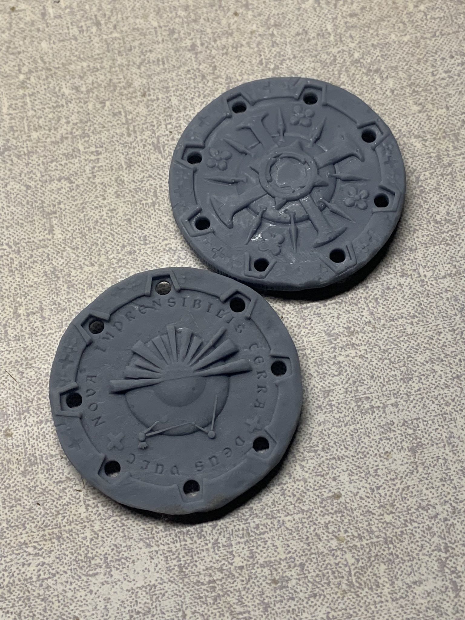 Doubloons two coasters with cross in middle 3D print model_2