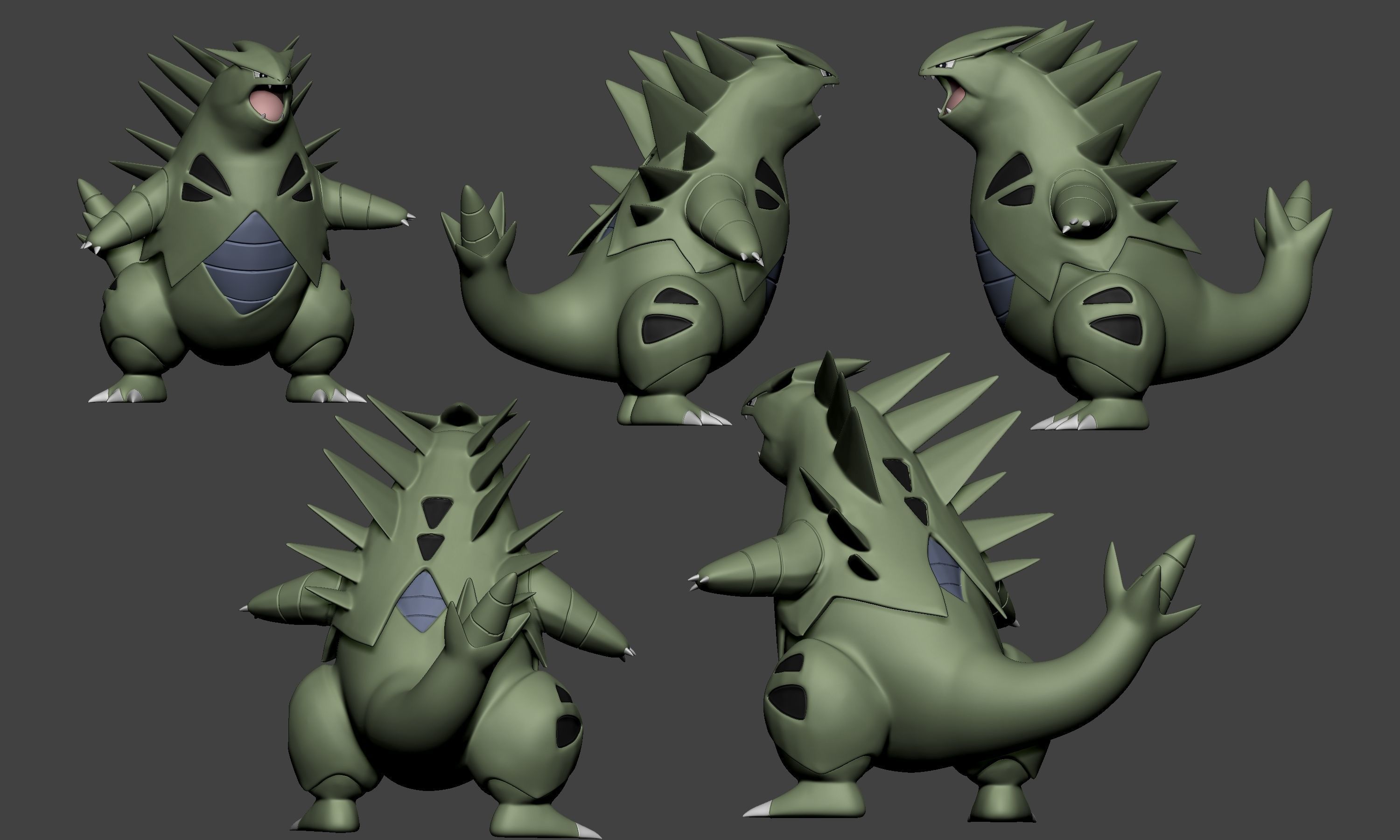 Pokemon - Larvitar Pupitar and Tyranitar 3D print model_10