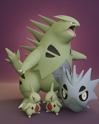 Pokemon - Larvitar Pupitar and Tyranitar 3D print model