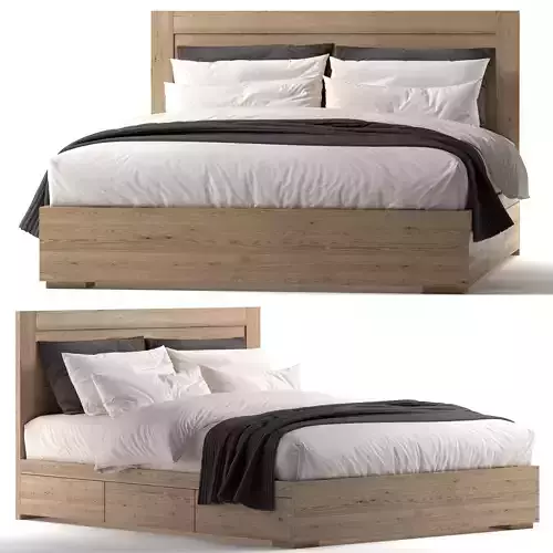 Modern double wooden bed