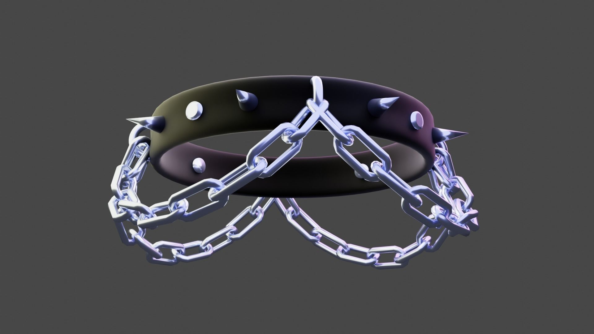 Goth Chain Collar  Low-poly 3D model_1