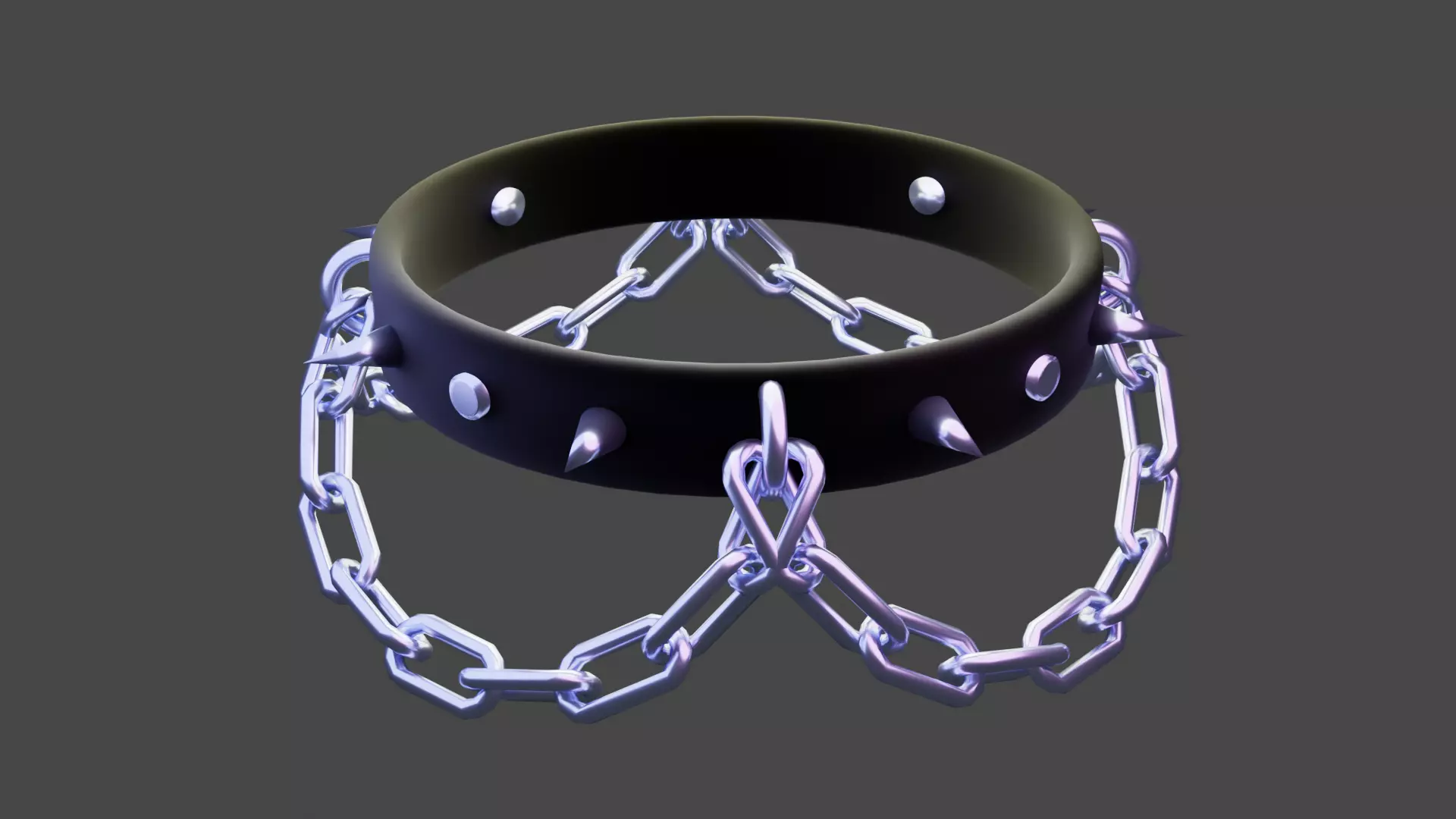 Goth Chain Collar  Low-poly 3D model_0