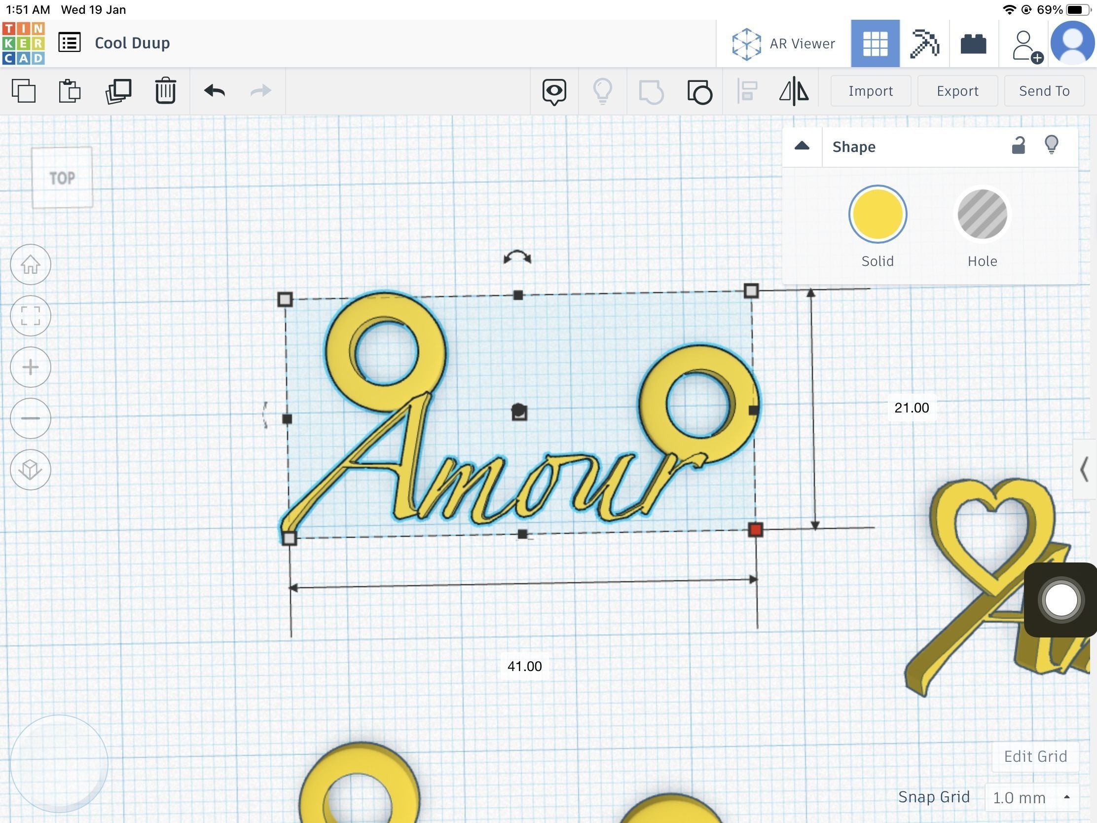 Amour text pendant stl file 3D print model_6