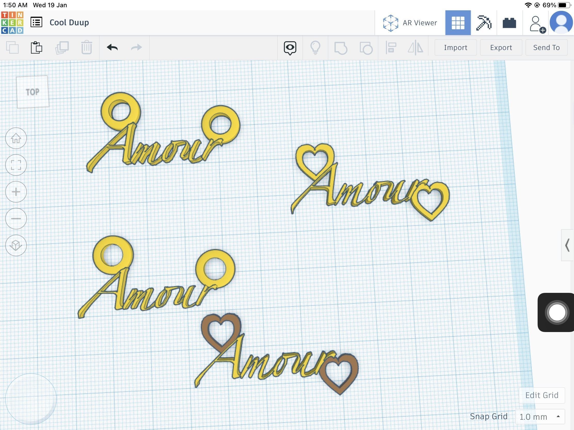 Amour text pendant stl file 3D print model_11