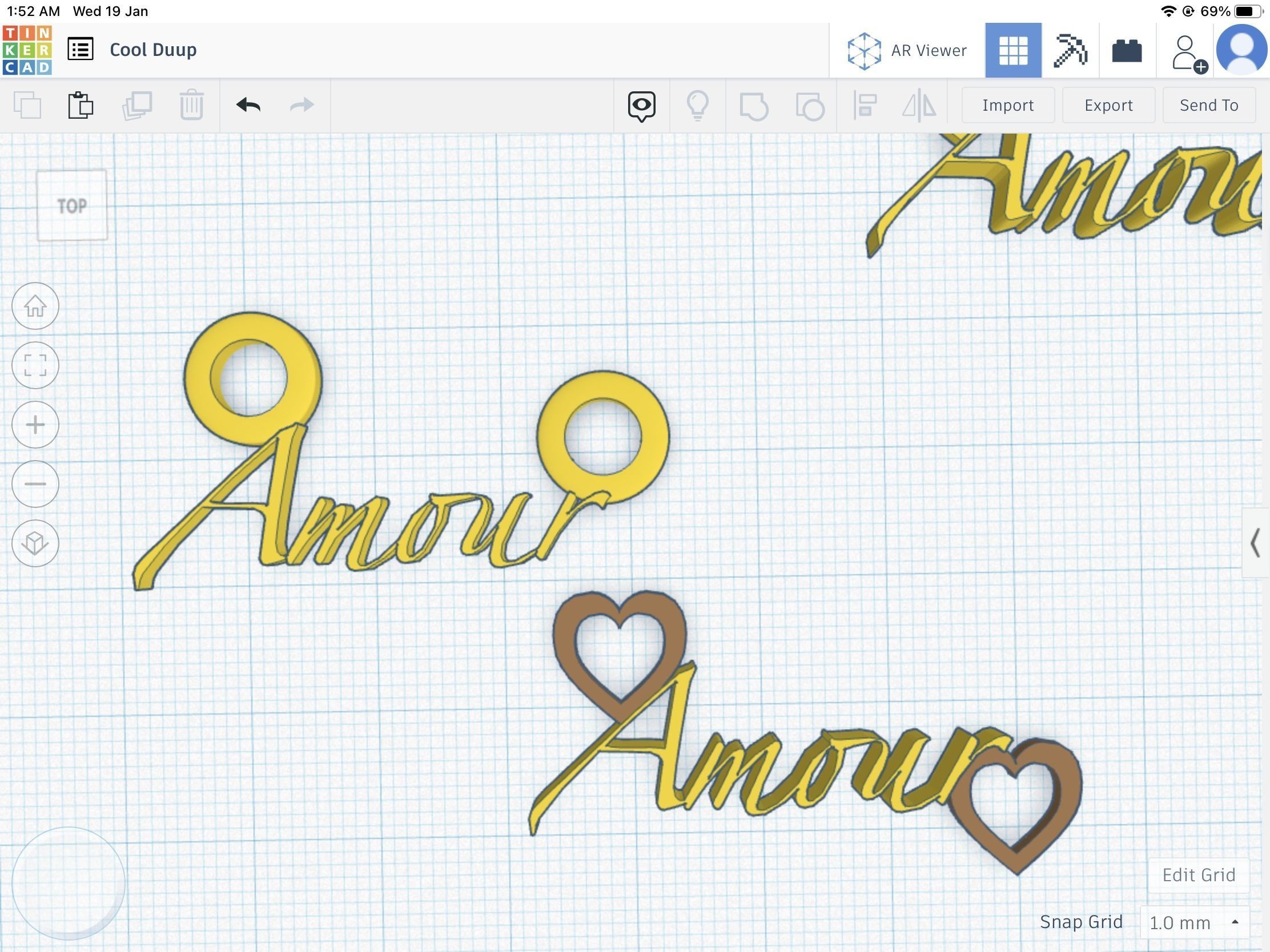 Amour text pendant stl file 3D print model_12