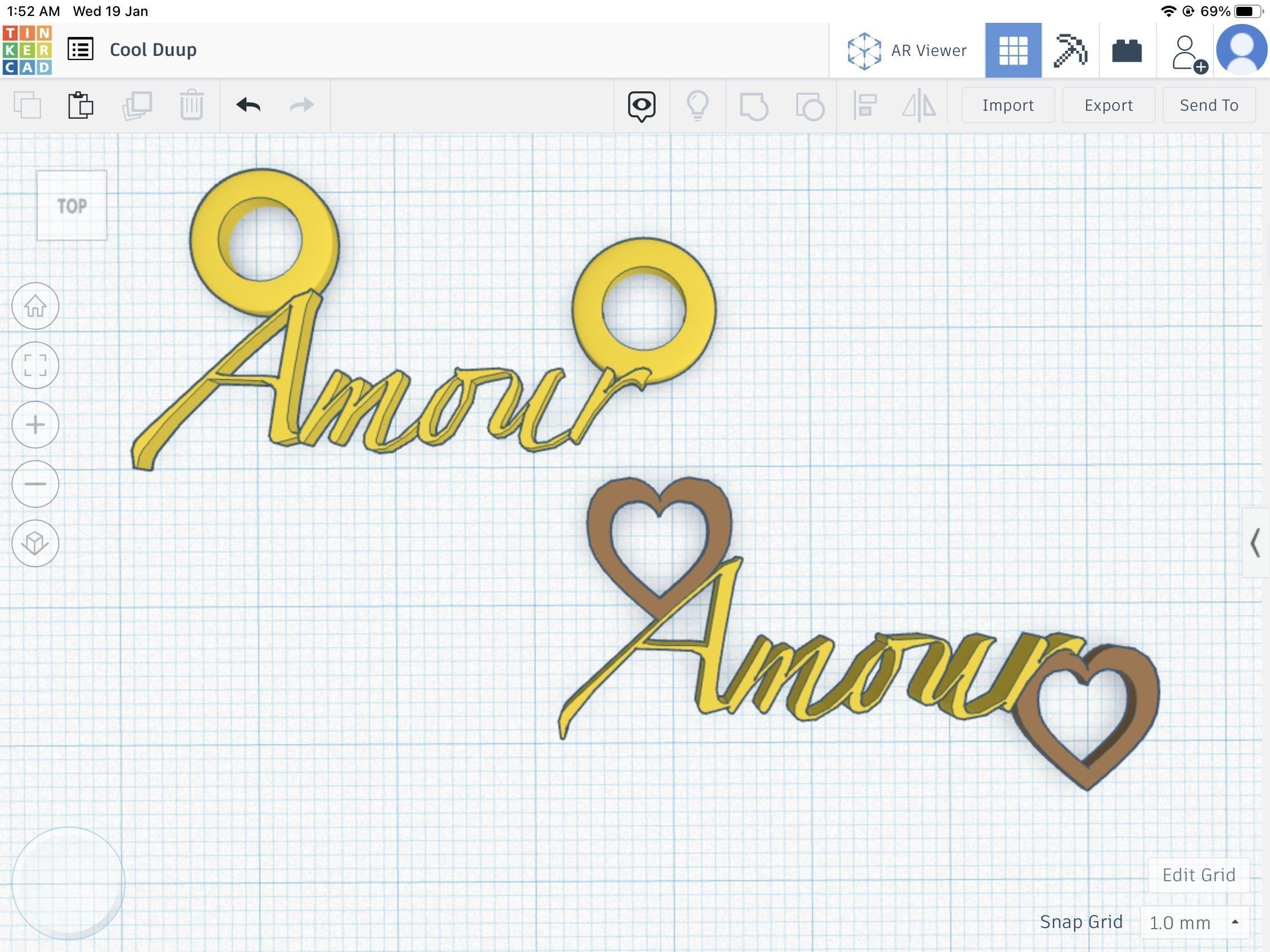 Amour text pendant stl file 3D print model_7