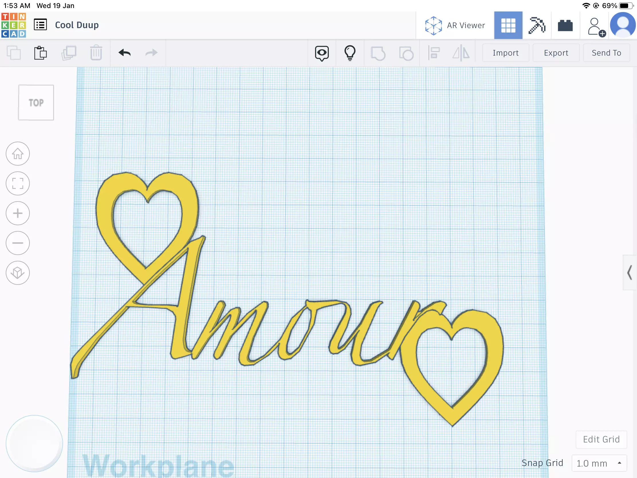 Amour text pendant stl file 3D print model_0