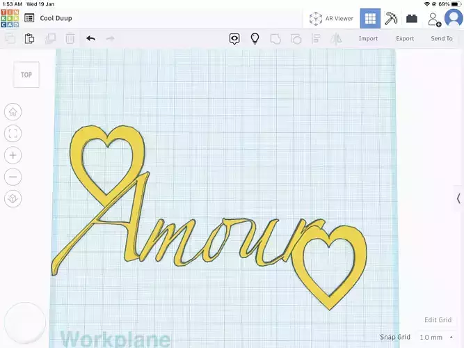 Amour text pendant stl file 3D print model