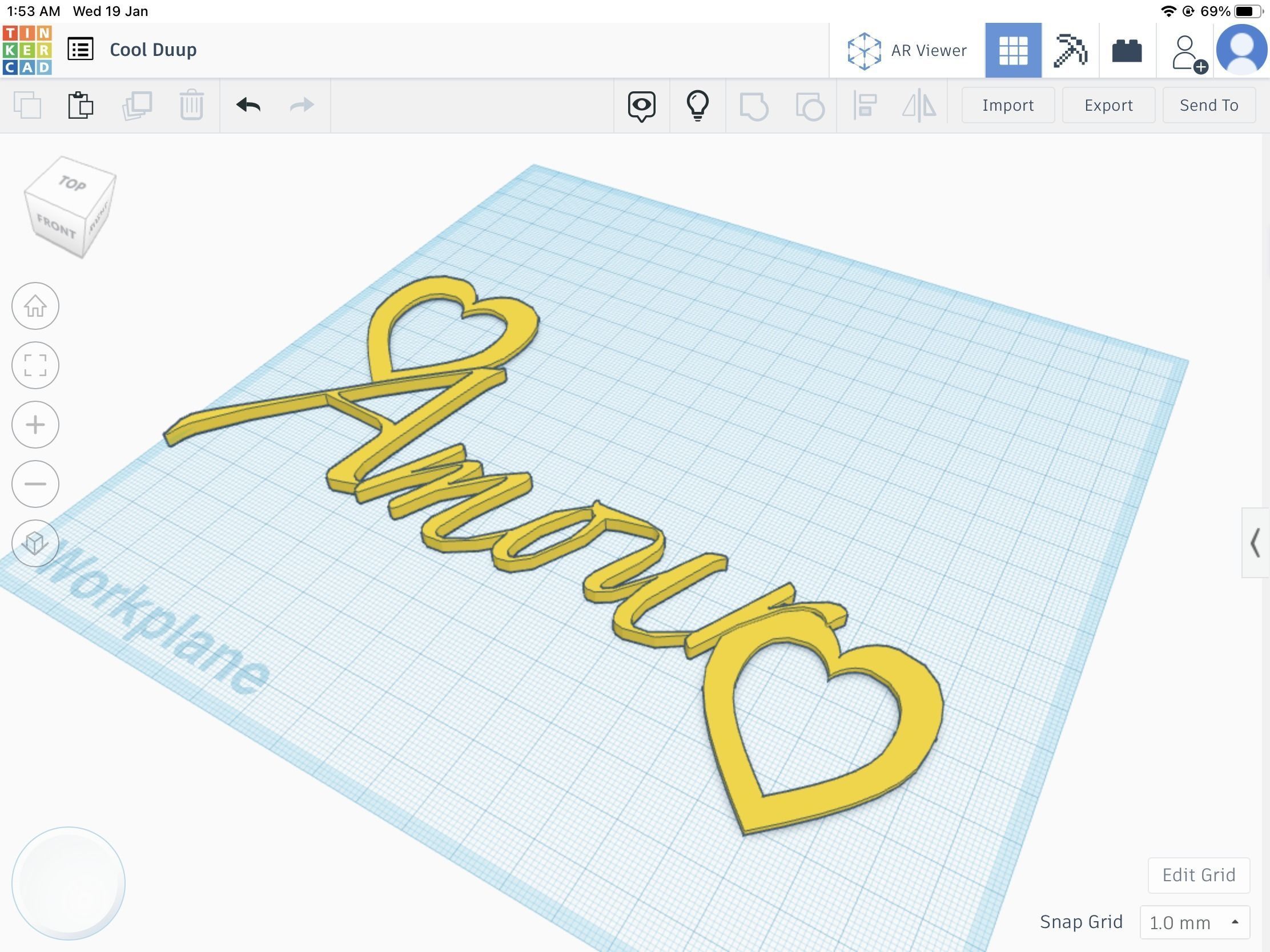 Amour text pendant stl file 3D print model_4