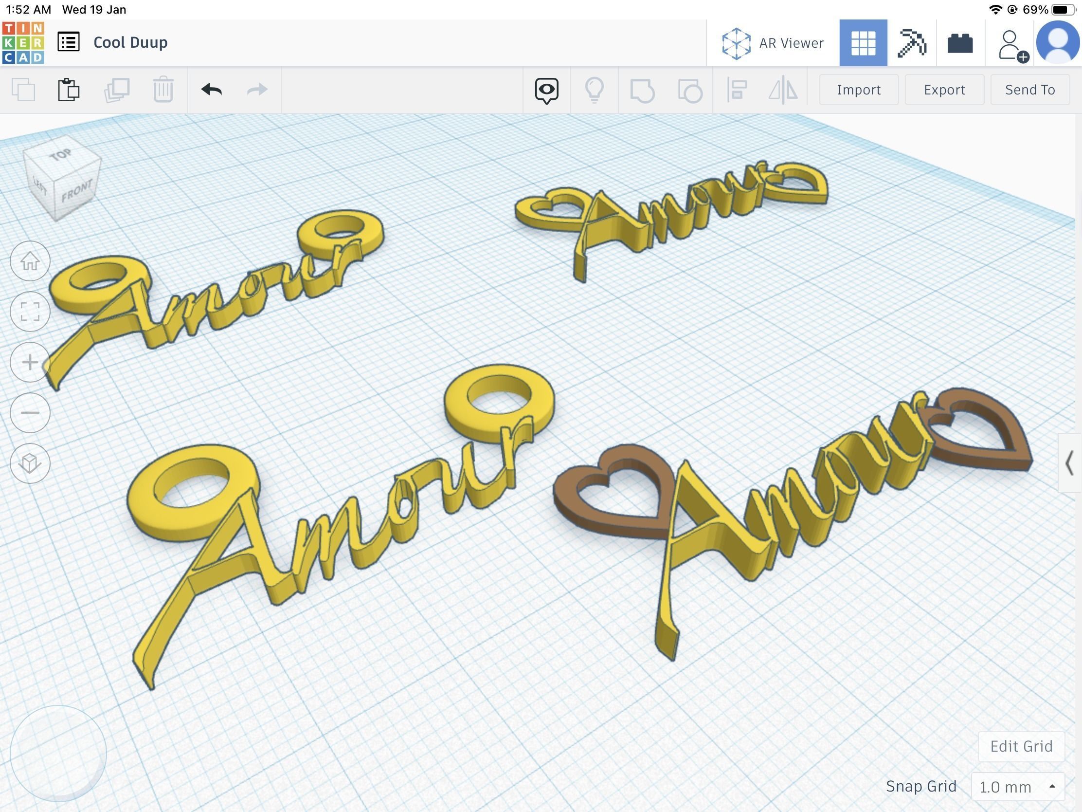 Amour text pendant stl file 3D print model_3
