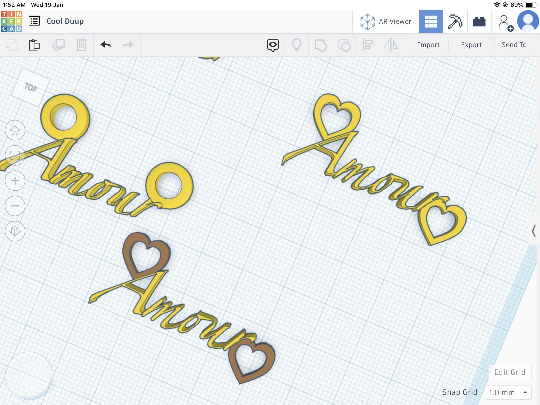 Amour text pendant stl file 3D print model_9
