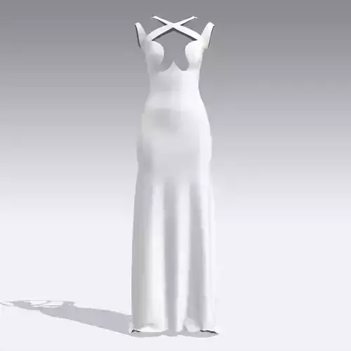 DRESS WHITE LONG DEKOLETTE LOOK MODERN