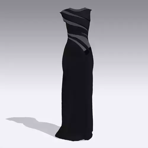BLACK LONG DRESS DEKOLETTE LOOK MODERN