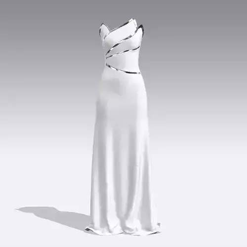 DRESS METALIC WHITE LONG ELEGANCE DRESS STYLE