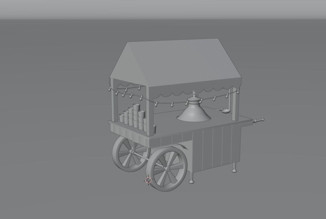 Food Cart Belila with string Lights Low-poly 3D model_5