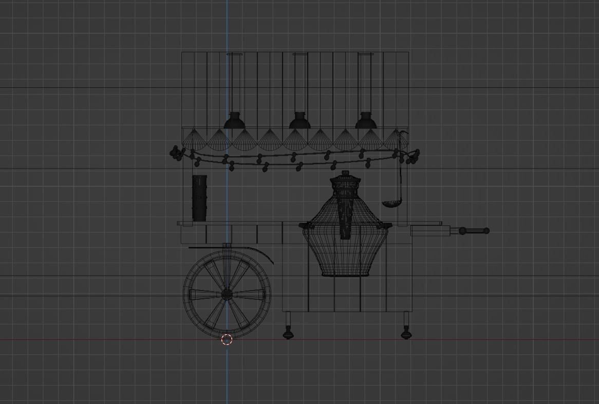 Food Cart Belila with string Lights Low-poly 3D model_6