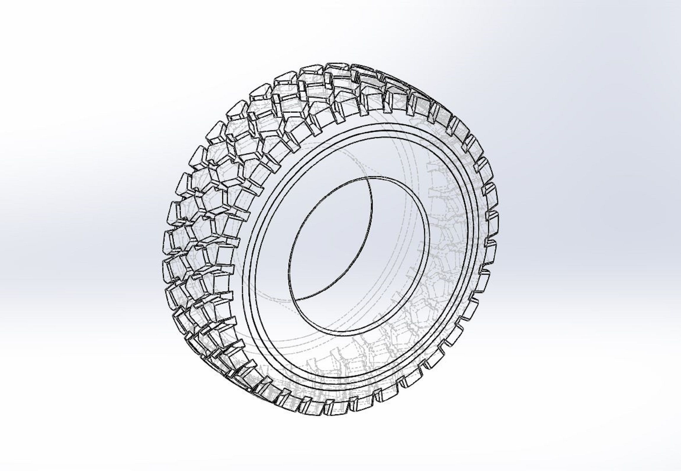 Military truck tire Scale 1 to 25 3D print model_7