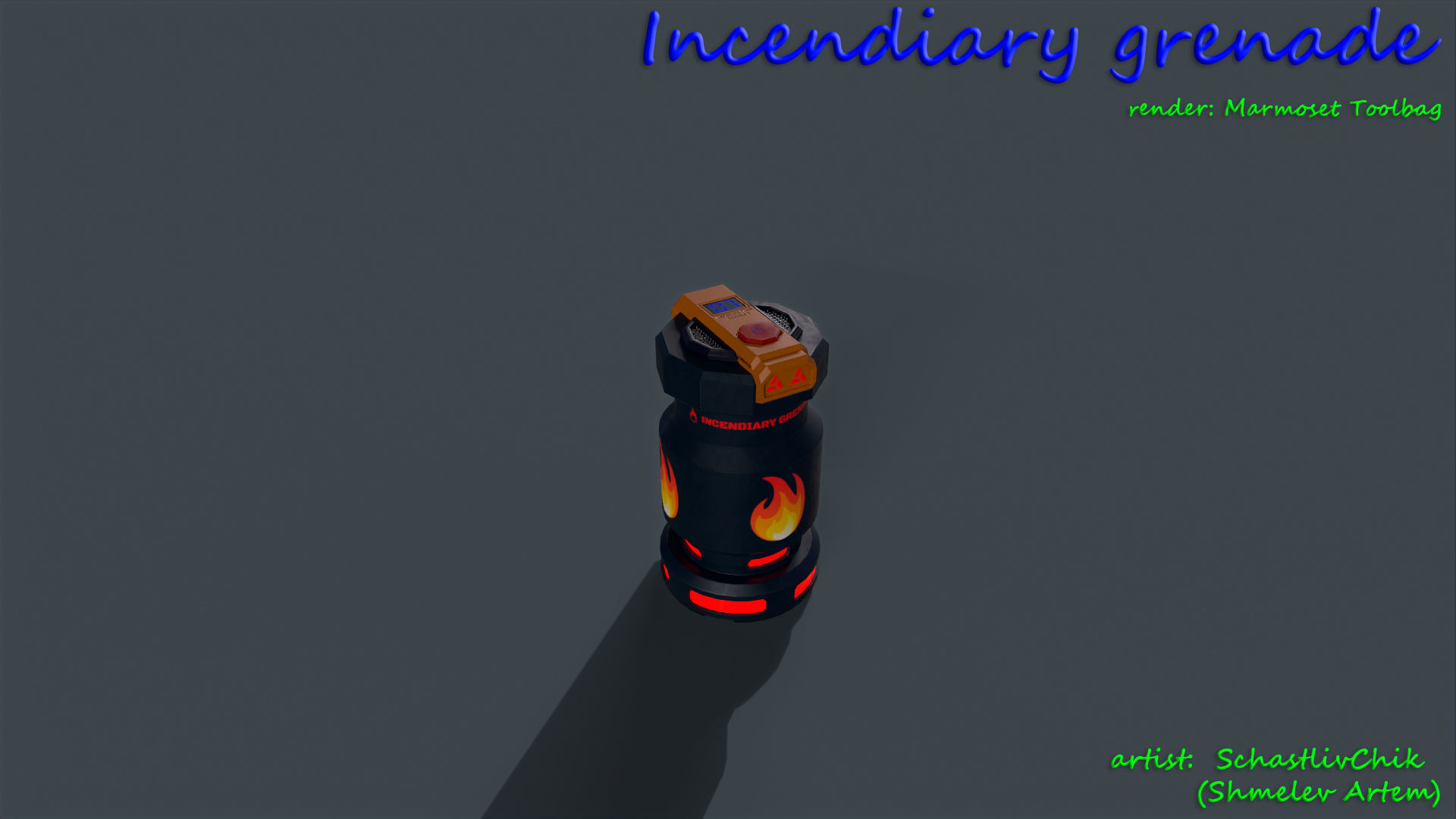 Incendiary Grenade Sci-Fi Low-poly 3D model_14