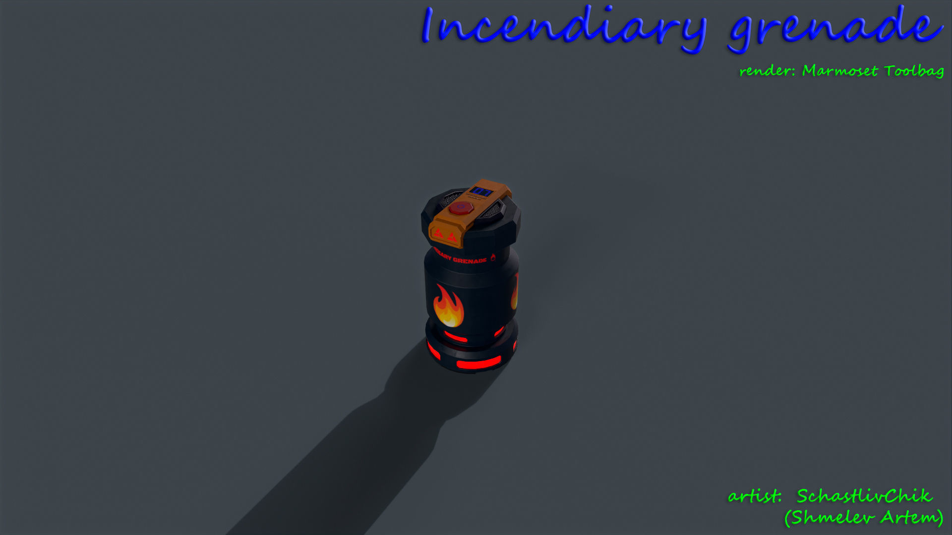 Incendiary Grenade Sci-Fi Low-poly 3D model_8