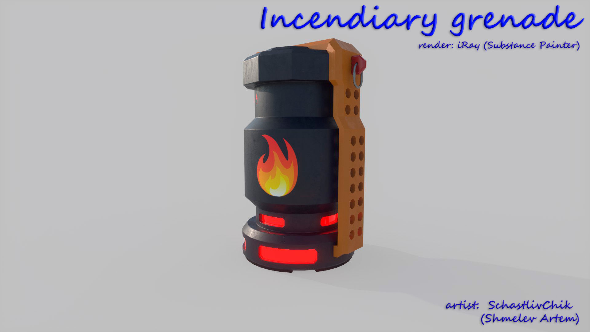 Incendiary Grenade Sci-Fi Low-poly 3D model_5