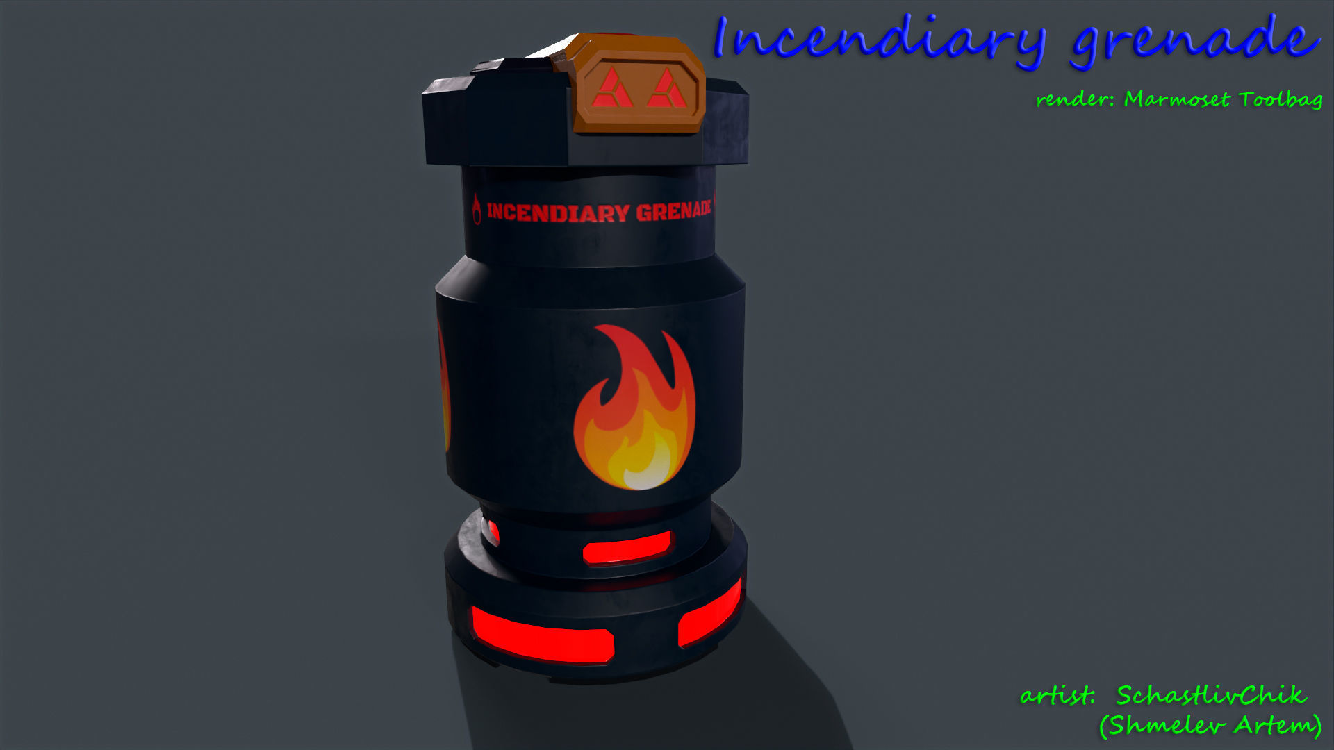 Incendiary Grenade Sci-Fi Low-poly 3D model_10