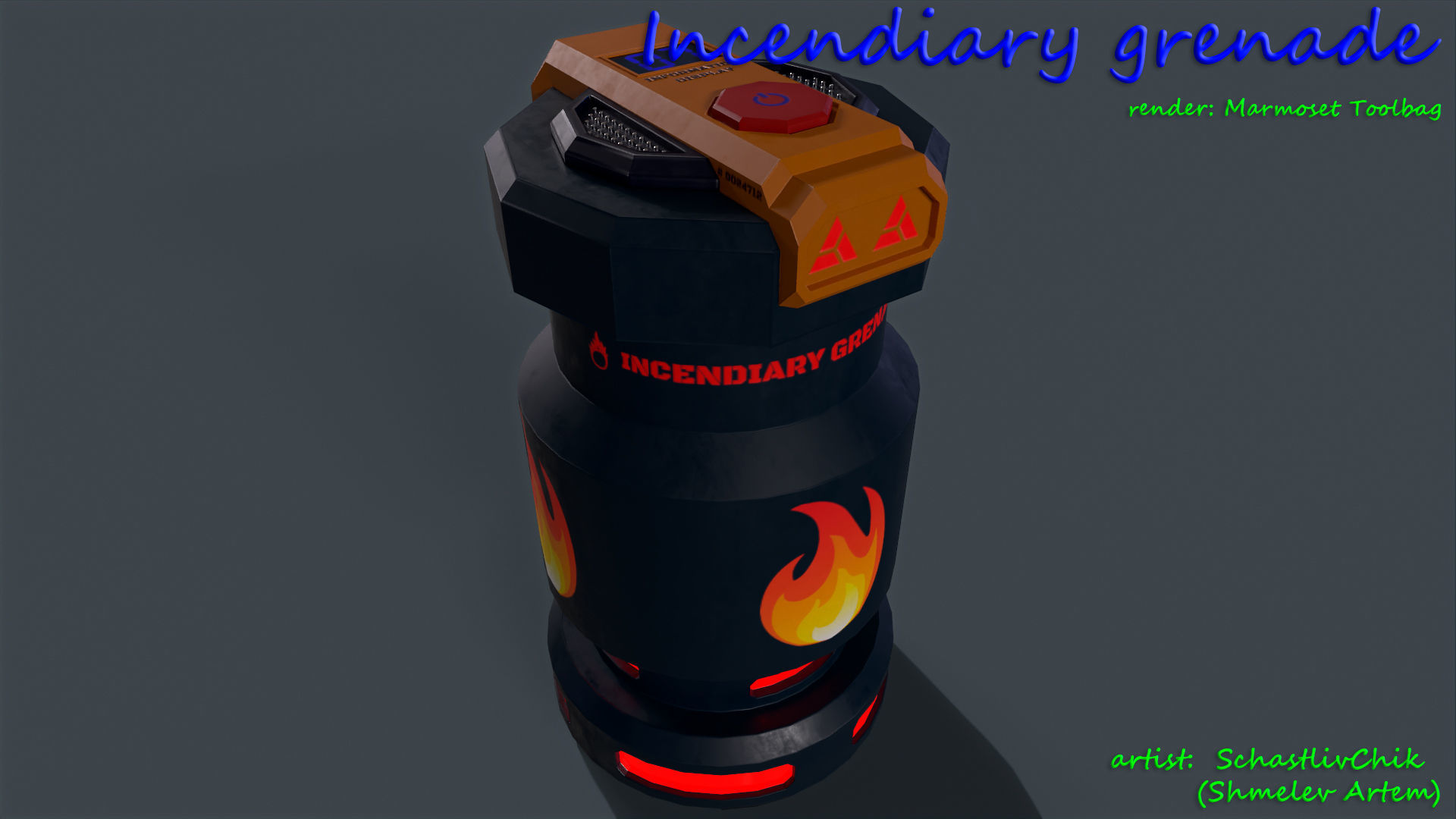 Incendiary Grenade Sci-Fi Low-poly 3D model_12