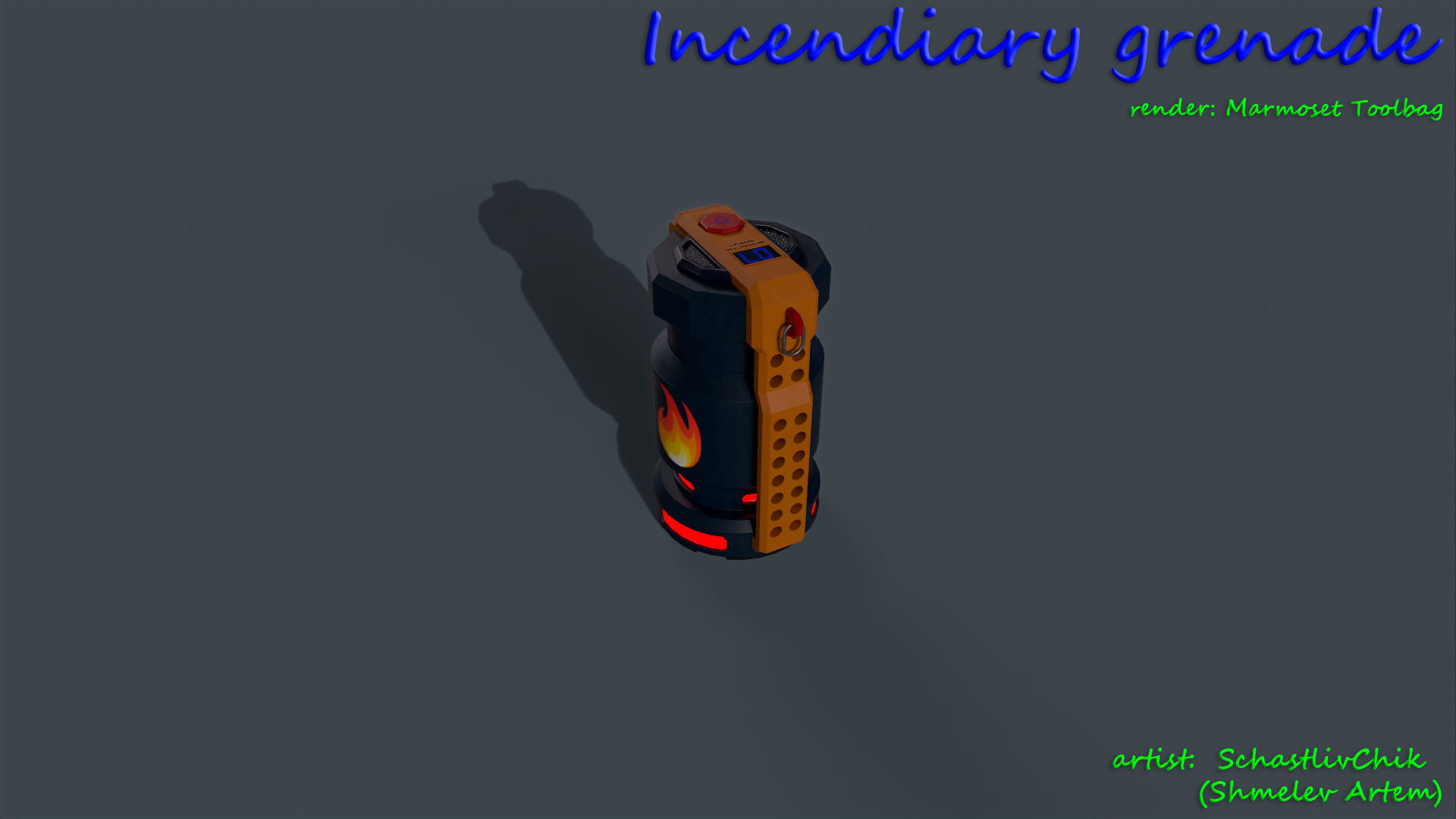 Incendiary Grenade Sci-Fi Low-poly 3D model_11