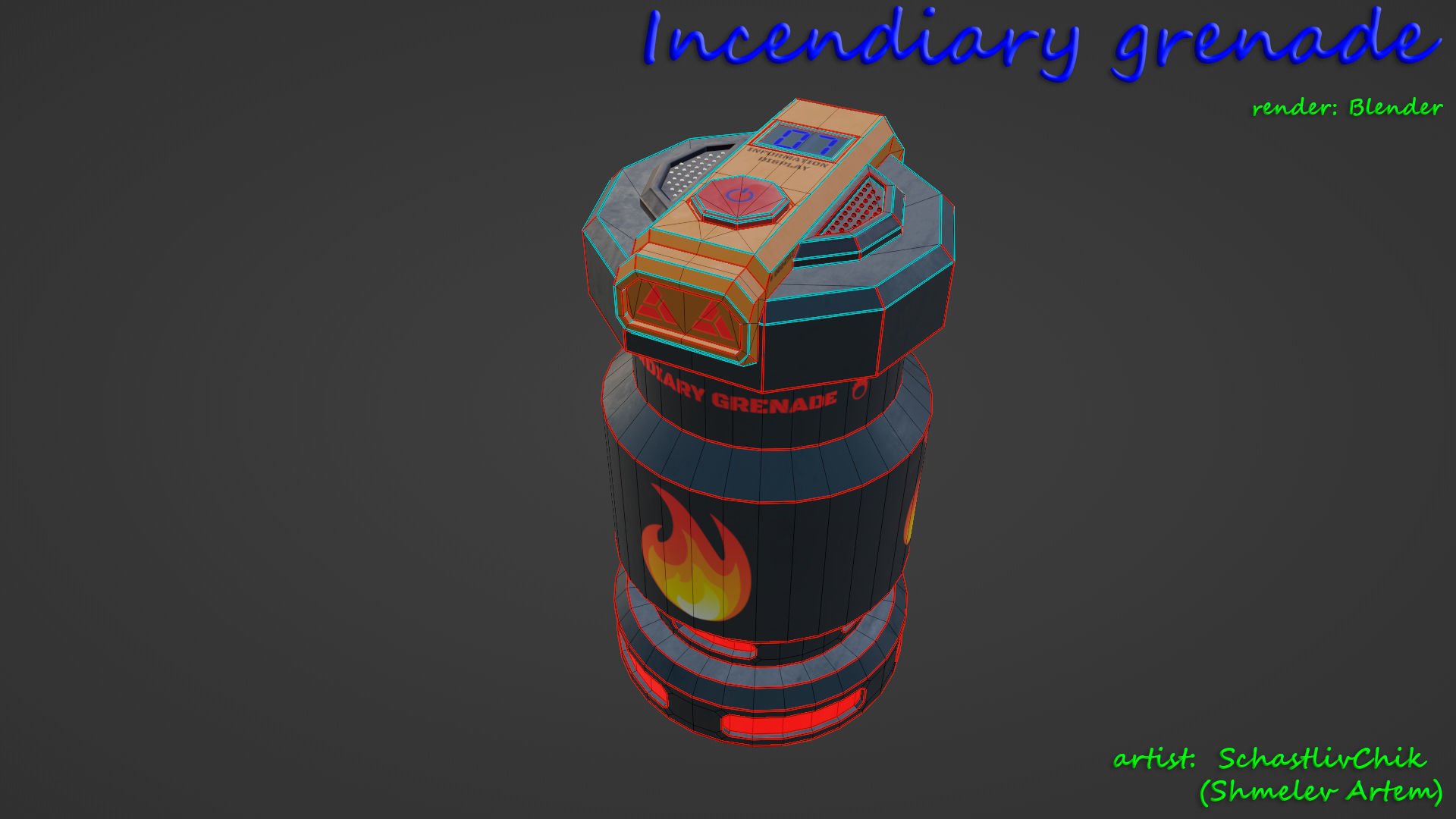 Incendiary Grenade Sci-Fi Low-poly 3D model_15
