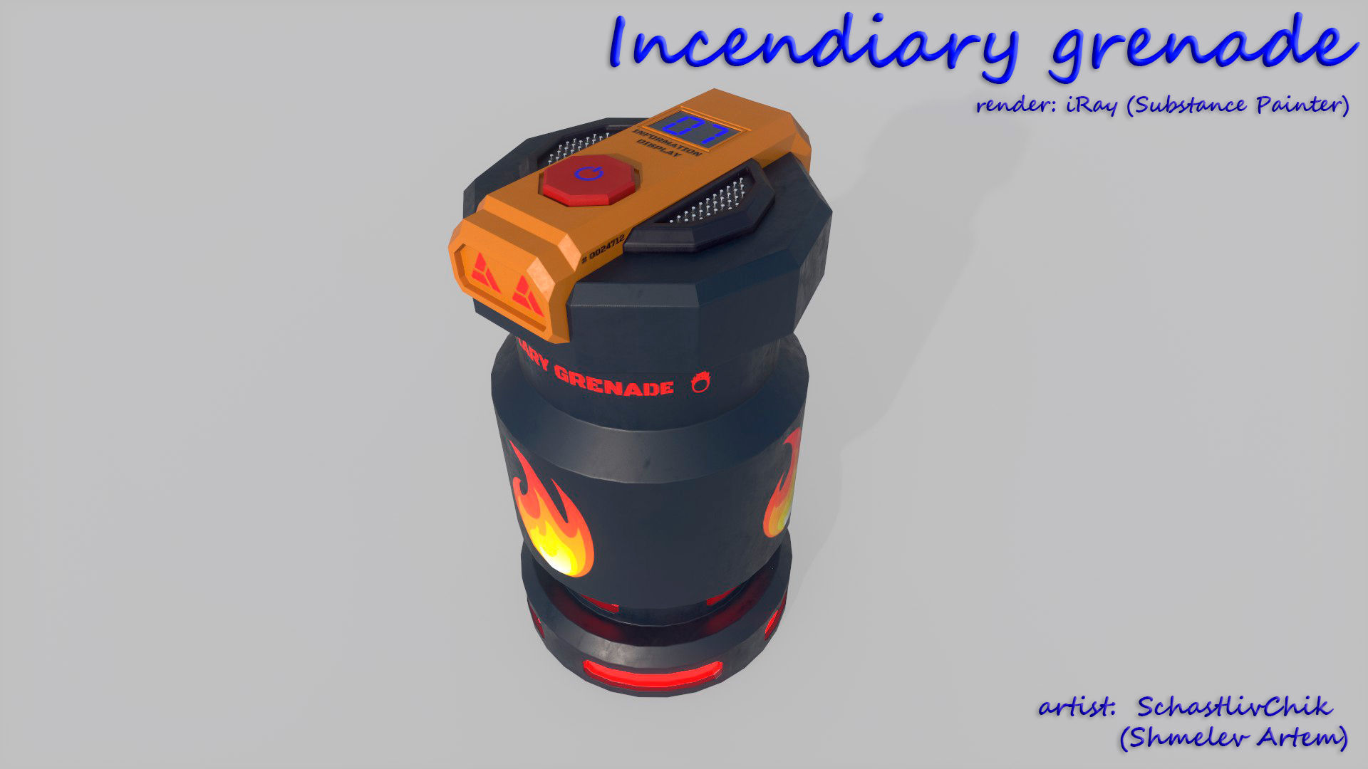 Incendiary Grenade Sci-Fi Low-poly 3D model_2