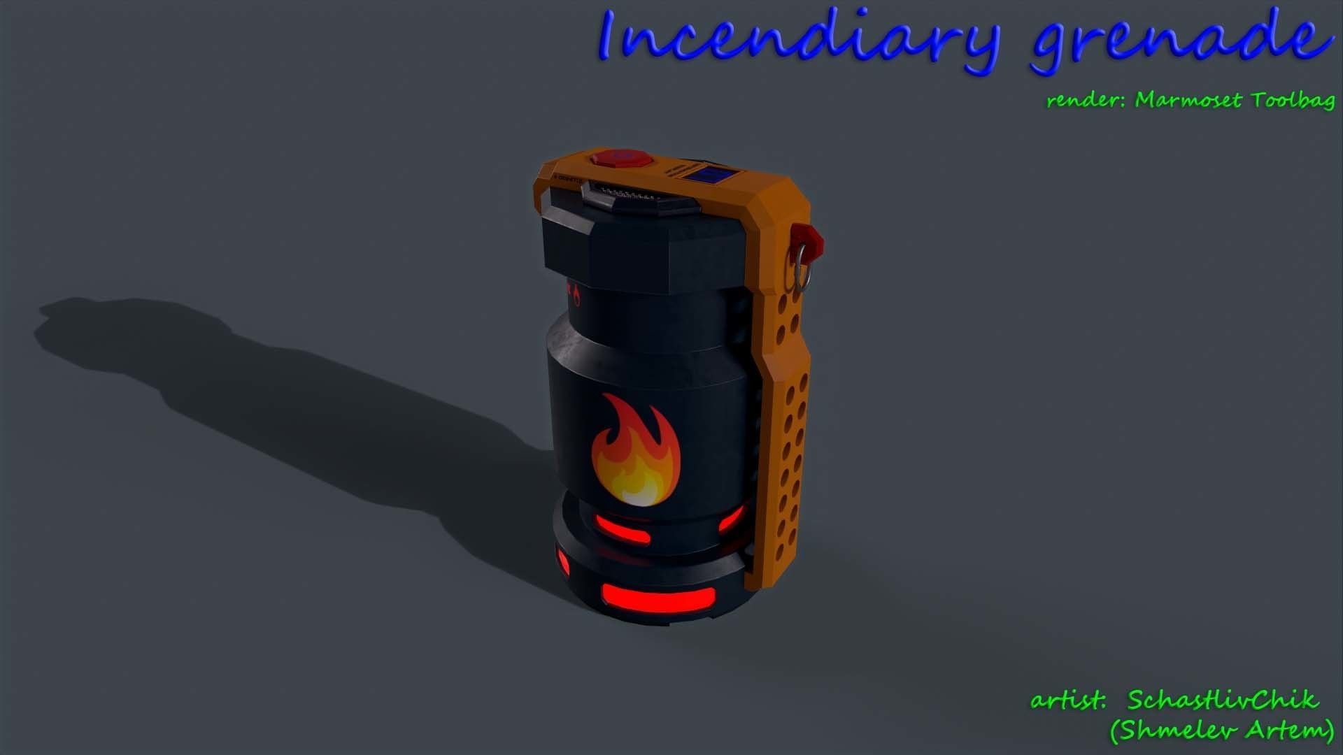 Incendiary Grenade Sci-Fi Low-poly 3D model_13