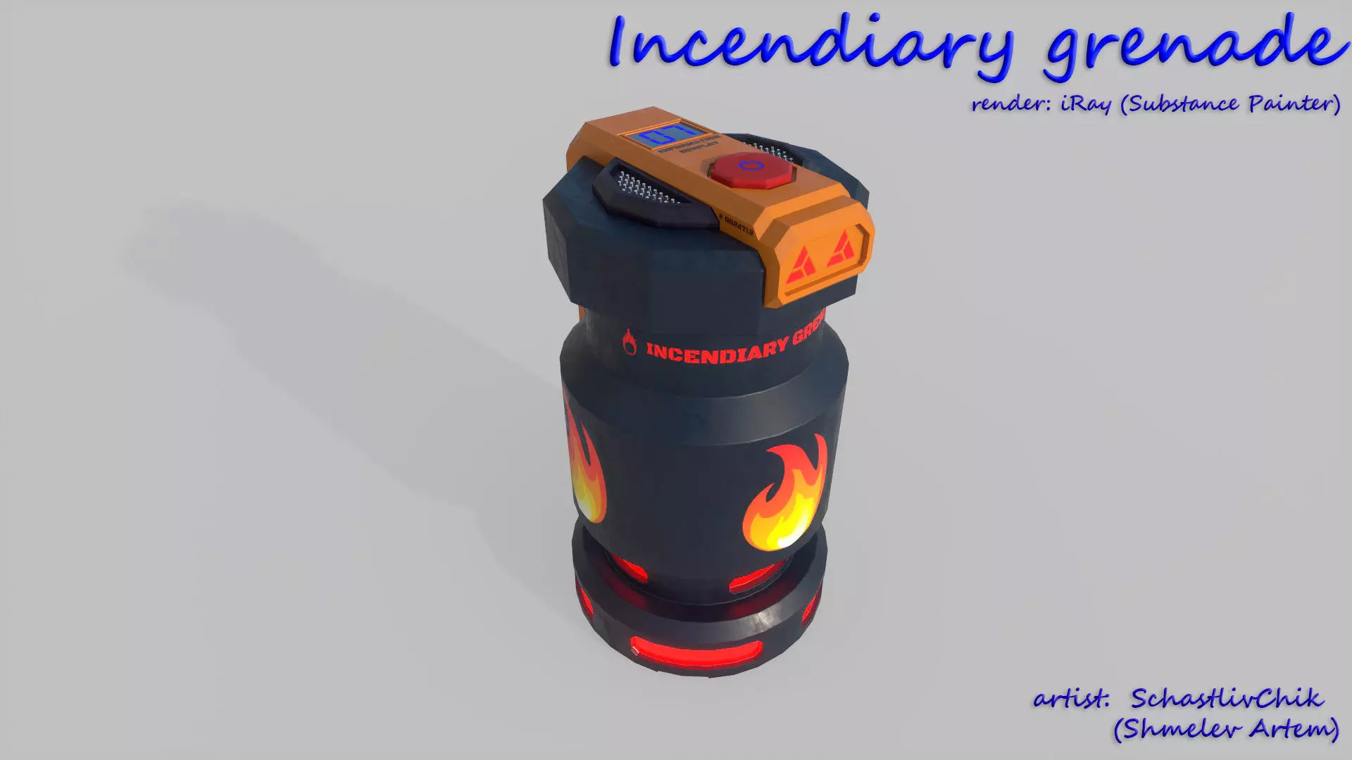 Incendiary Grenade Sci-Fi Low-poly 3D model_0