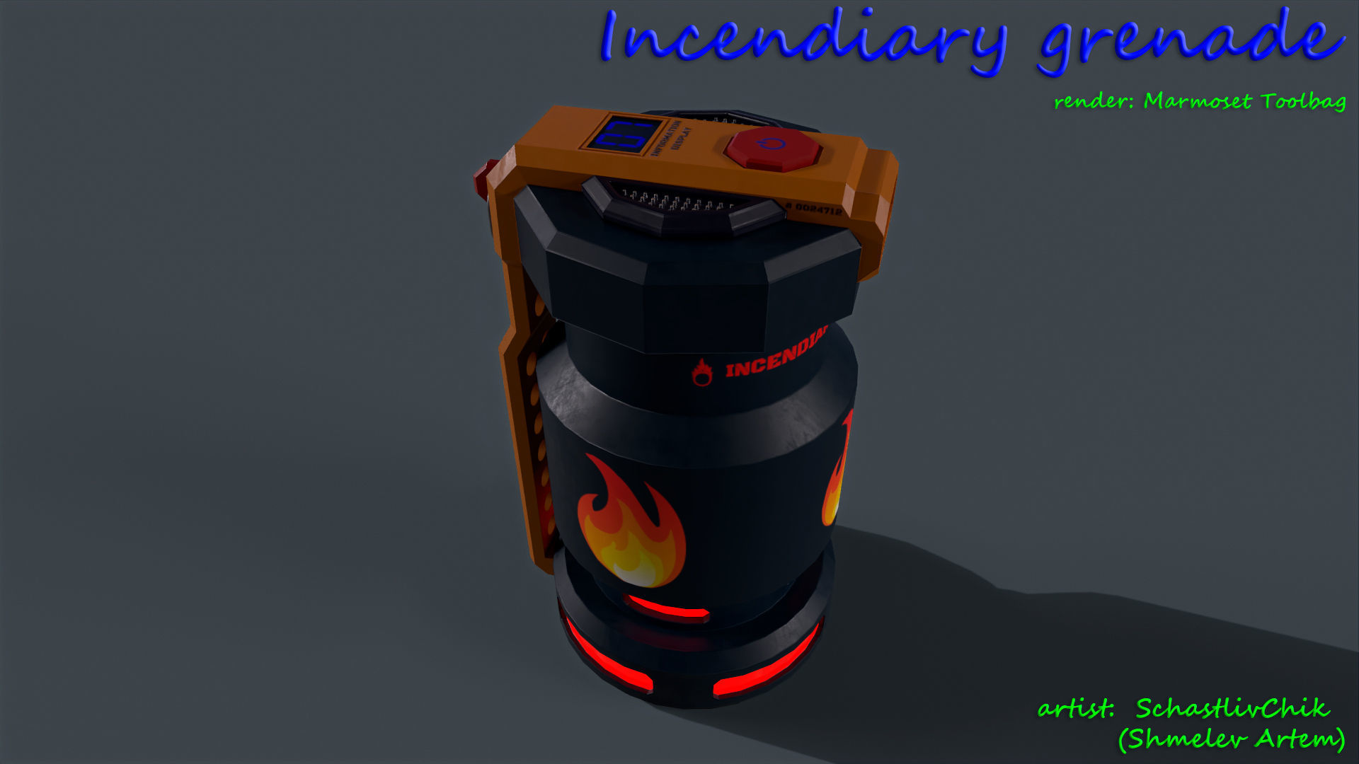 Incendiary Grenade Sci-Fi Low-poly 3D model_9