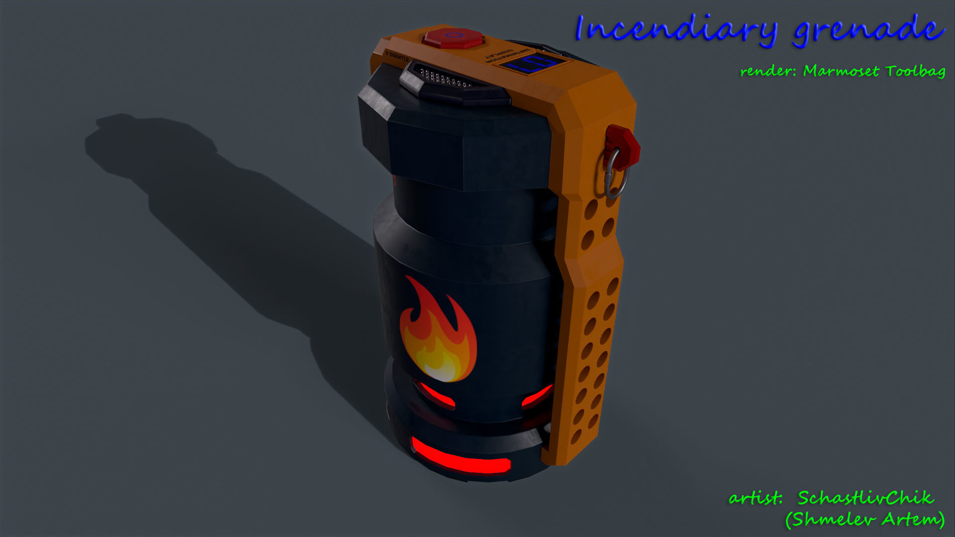 Incendiary Grenade Sci-Fi Low-poly 3D model_7