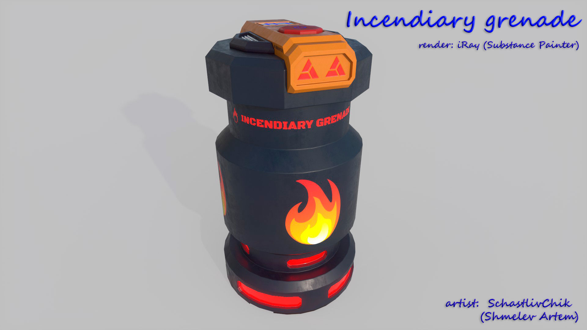 Incendiary Grenade Sci-Fi Low-poly 3D model_4