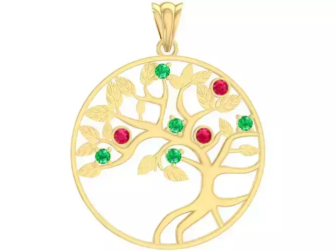 colorful tree of life pendant 3079