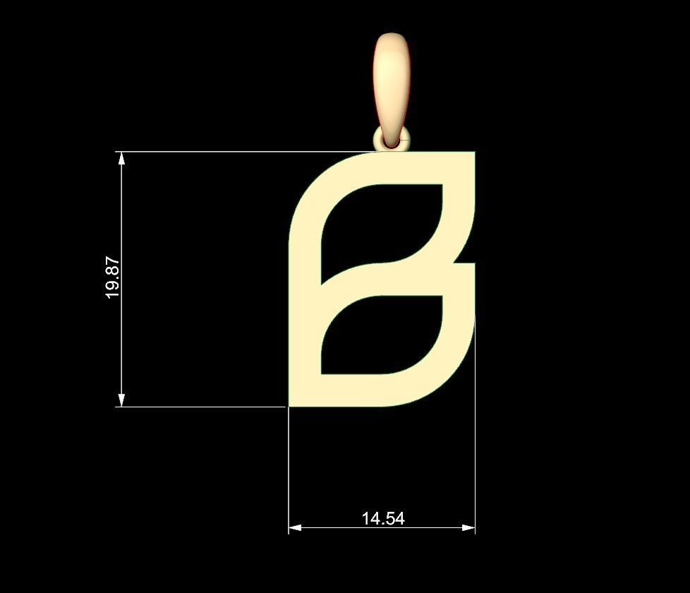 Initial Letters Pendant Bhofila B 3D print model_4