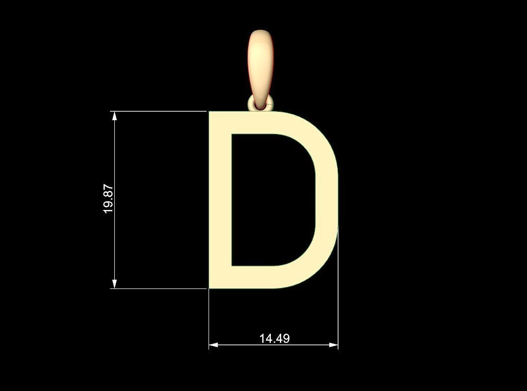 Initial Letters Pendant Bhofila D 3D print model_4