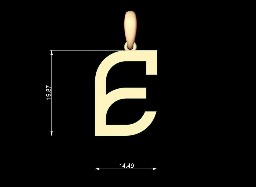 Initial Letters Pendant Bhofila E 3D print model_4