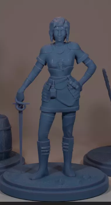 Female knight warrior 3D print model_0