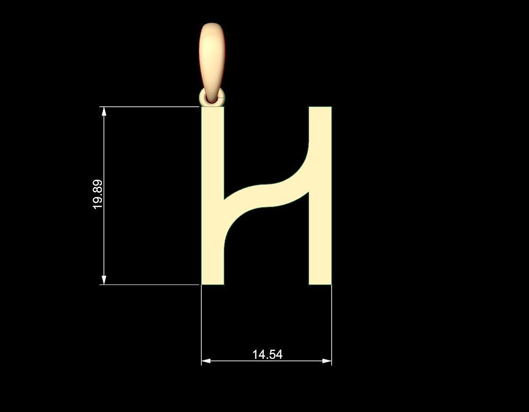 Initial Letters Pendant Bhofila H 3D print model_4