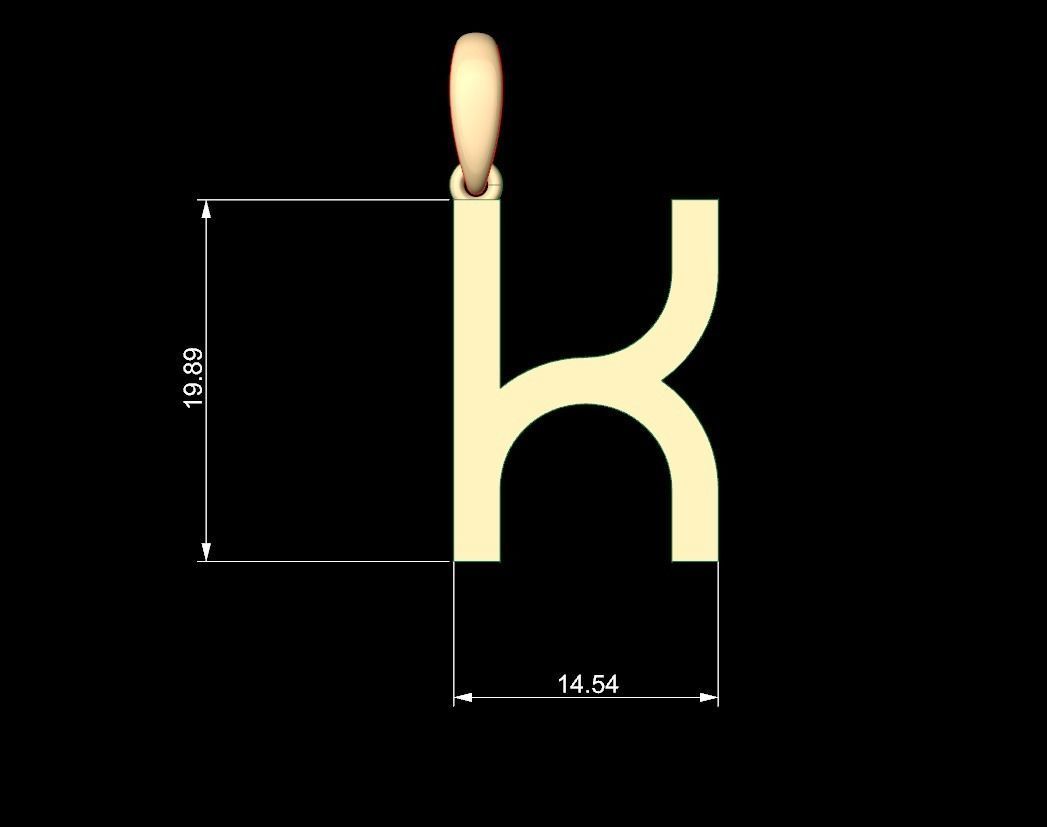 Initial Letters Pendant Bhofila K 3D print model_4