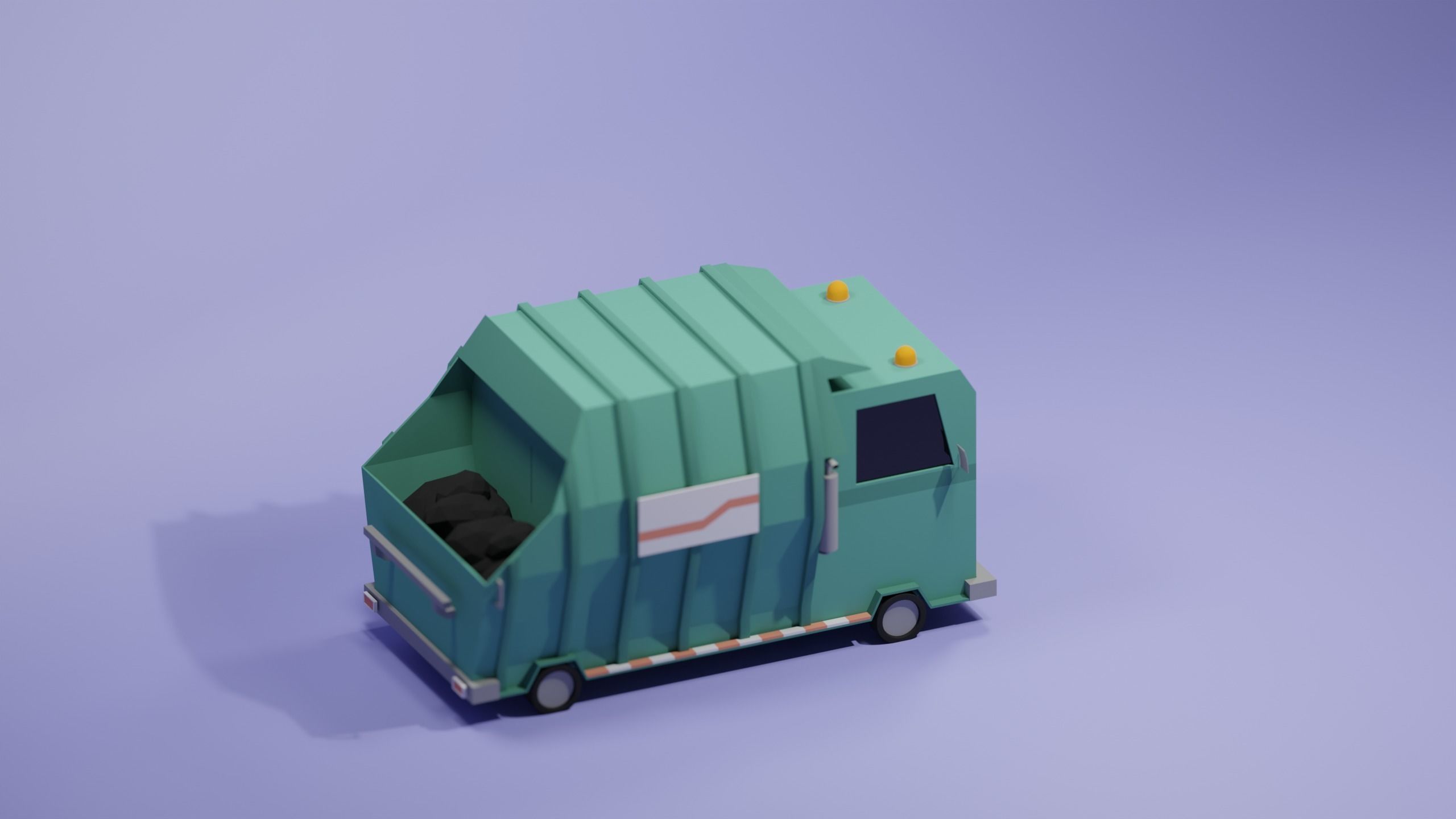 Garbage truck 3D model_1
