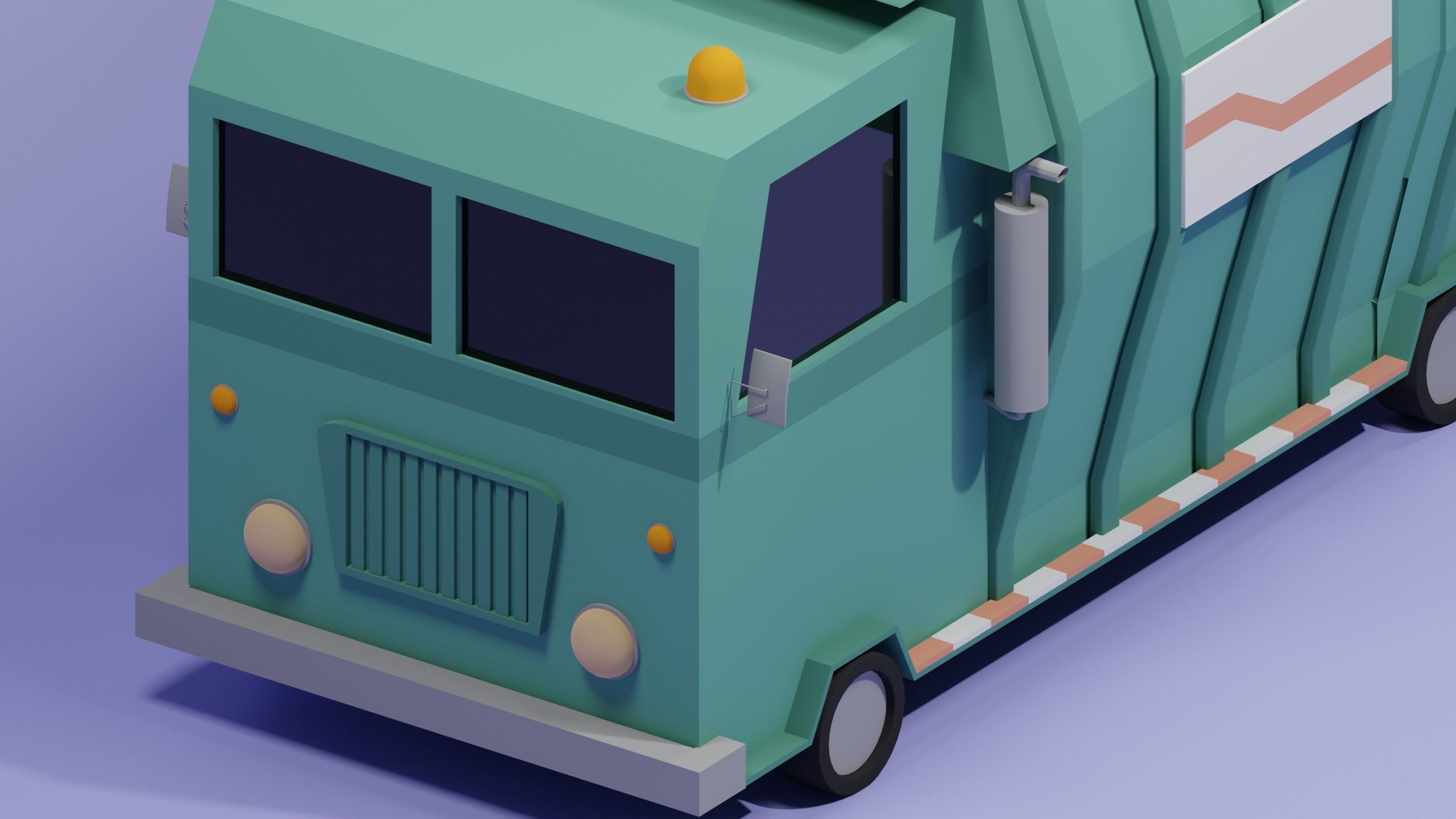 Garbage truck 3D model_3