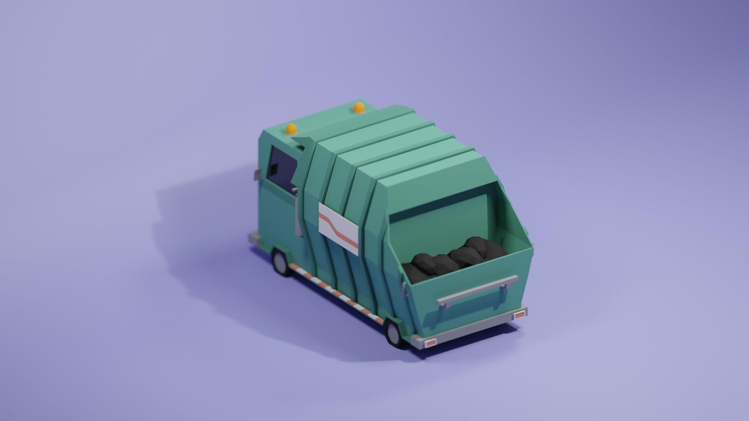 Garbage truck 3D model_2