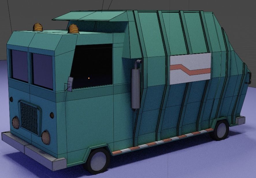 Garbage truck 3D model_5